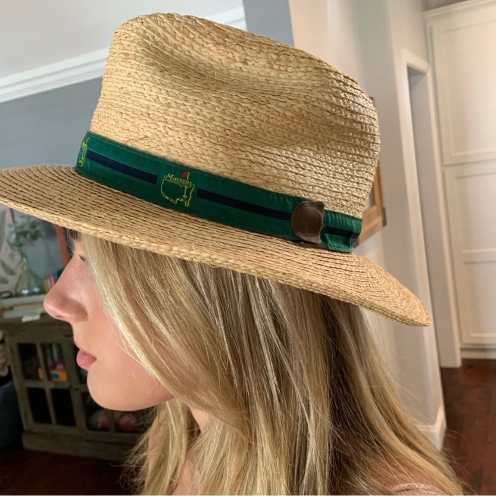 The MASTERS Augusta Golf Club National Tournament Flag Straw Cap Hat S/M UNISEX